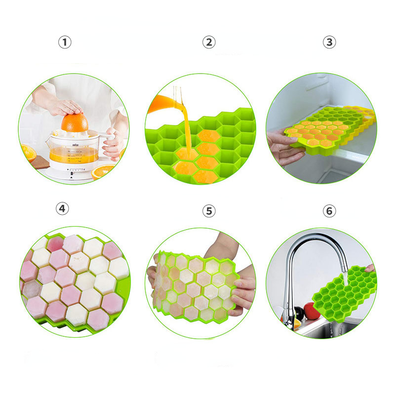 37 rešetki Saćasti kalup za kockice leda Aparat za sladoled Popsicle Silikonski kalup Posuda za kocke leda s poklopcem Kuhinjski bar Kalup za kocke leda za voćni sok