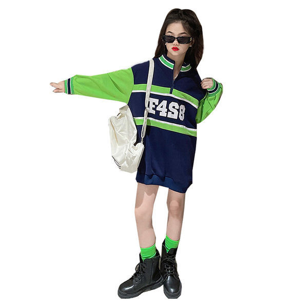 Hanorac sport de toamna cu imprimeu si fermoar pentru fete