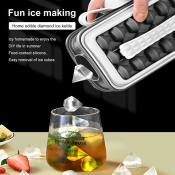Diamond Ice Ball Maker Тава за ледени кубчета с капак за коктейли, охладени напитки, уиски 2 в 1, преносим чайник за ледени топки Ice Cube