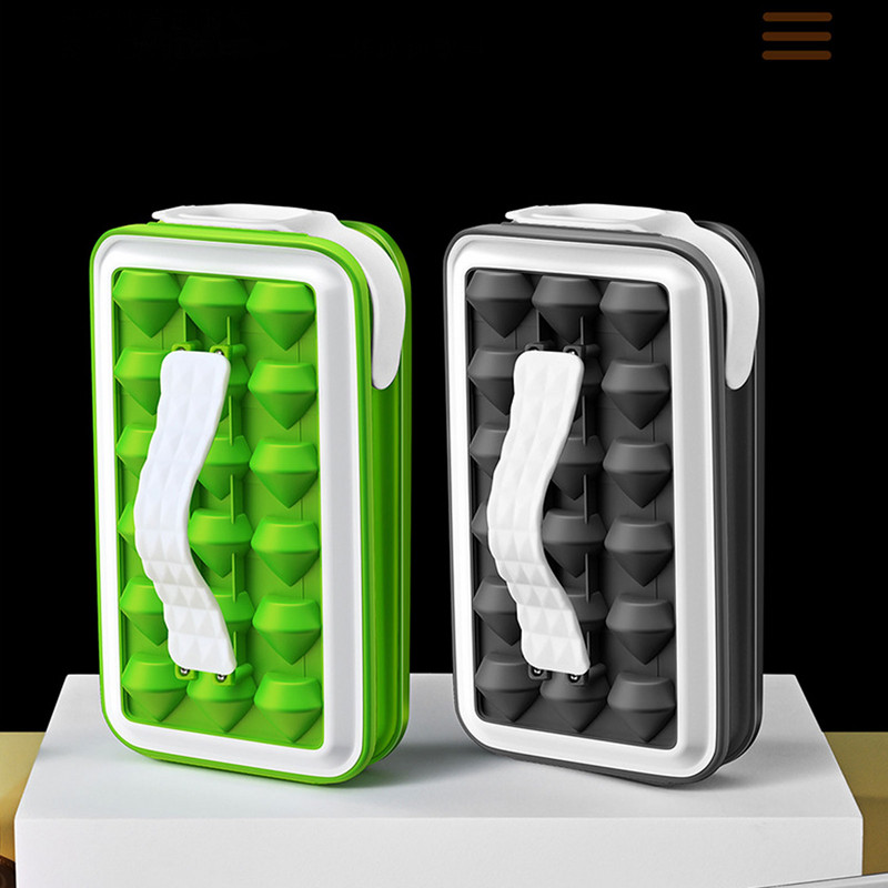 Diamond Ice Ball Maker Tavă pentru cuburi de gheață cu capac pentru cocktail-uri Băuturi răcite Whisky 2 în 1 cub de gheață portabil cu bile de gheață