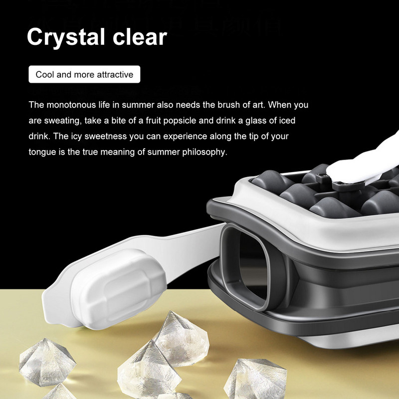 Diamond Ice Ball Maker Tavă pentru cuburi de gheață cu capac pentru cocktail-uri Băuturi răcite Whisky 2 în 1 cub de gheață portabil cu bile de gheață