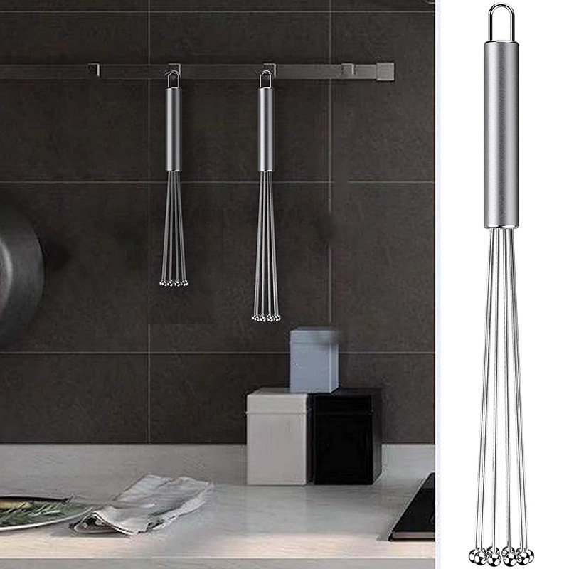 Nou set de 2 bucăți din oțel inoxidabil cu bile de sârmă pentru ouă, potrivit pentru gătit în bucătărie, amestecare, amestecare, bătut