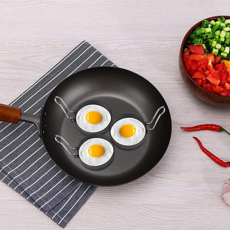 Pachet de 6 inele de ouă, inele rotunde de gătit ouă din oțel inoxidabil Forme antiadezive pentru prăjirea ouălor