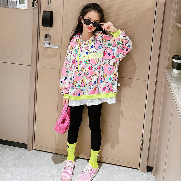 Mergaičių megztiniai su raišteliu su gobtuvu