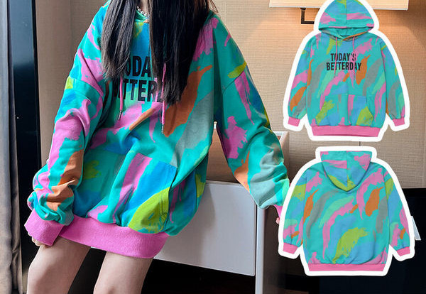 Hanorac colorat pentru copii cu glugă și buzunar