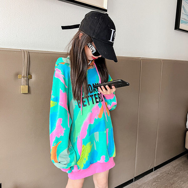 Hanorac colorat pentru copii cu glugă și buzunar