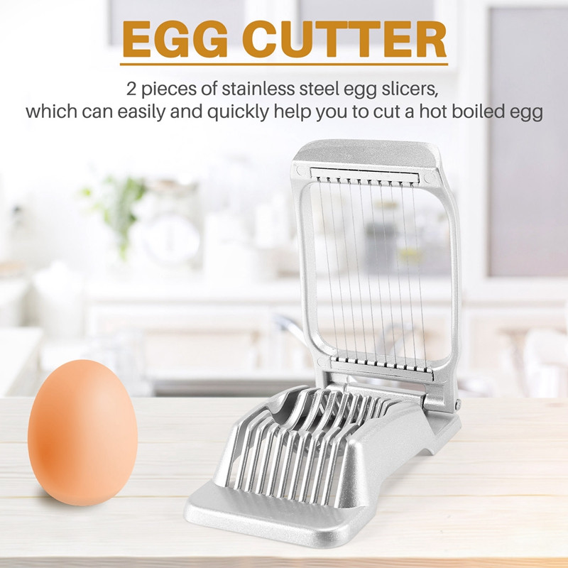 Tăiător de ouă 2 buc. Tăiător de ouă fiert tare Tăiător de ouă din sârmă din oțel inoxidabil Tăiător de ouă pentru ouă, căpșuni, fructe moi