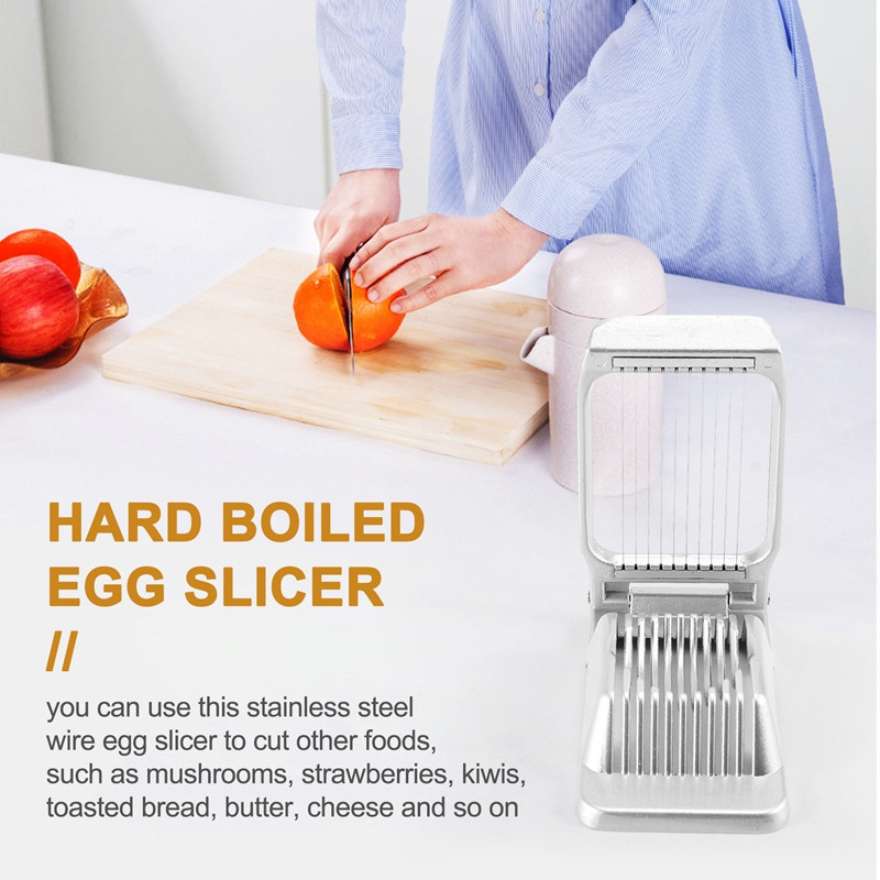 Tăiător de ouă 2 buc. Tăiător de ouă fiert tare Tăiător de ouă din sârmă din oțel inoxidabil Tăiător de ouă pentru ouă, căpșuni, fructe moi
