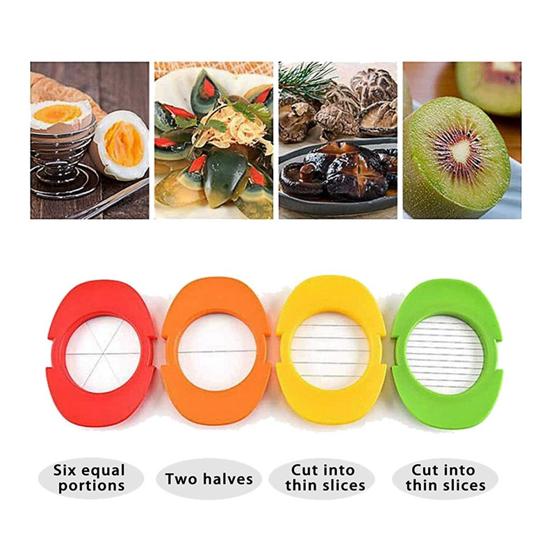 Tăiător de ouă multifuncțional 4 în 1, feliere de ouă fierte tari cu fire de tăiat din oțel inoxidabil, tăietor de ouă