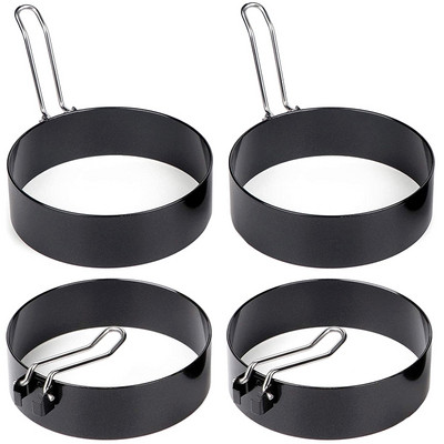 Pachet de 4 inele mari pentru ouă, matriță rotundă antiaderență de 3 inchi pentru clătite pentru ouă, matriță pentru mic dejun pentru uz casnic.