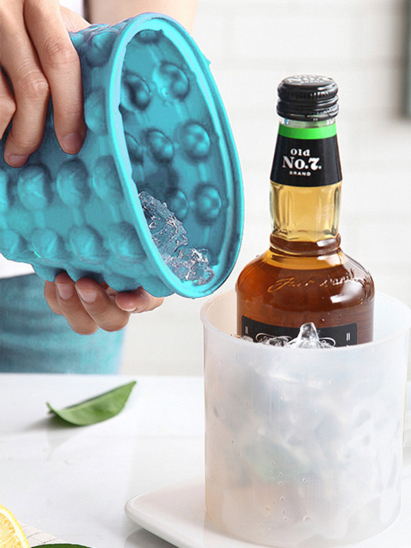 1000 ml silikoninis ledo kubelių gaminimo aparatas su dangteliu ledo kibiras Ledo formelės, taupantis šampano vyno alaus kibiras virtuvės vakarėliams