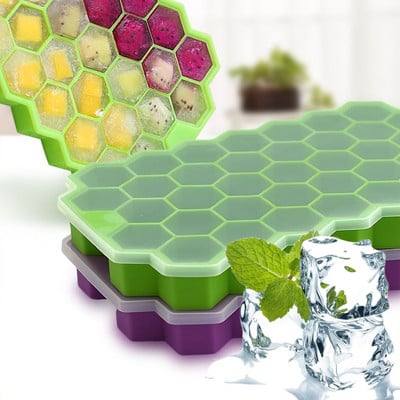 Creativ Honeycomb Maker Tăvi pentru cuburi de gheață Formă pentru gheață din silicon Formă pentru gheață pentru cuburi Cubitera din silicon cu capac detașabil Gadgets de bucătărie