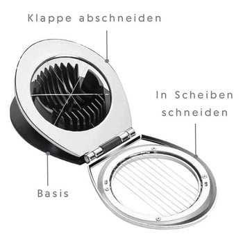Резачка за яйца за твърдо сварени яйца, Тежка резачка за яйца Дежурна резачка Кухненски инструменти Резачка за гарнитури, 3 стила на нарязване