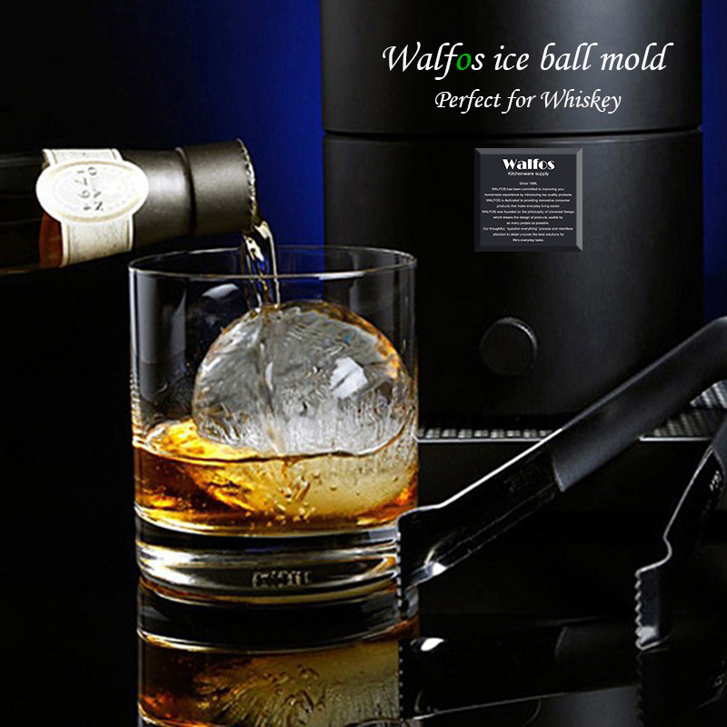 Walfos Élelmiszer-minőségű nagyméretű whisky jéggolyó 6 cm-es kerek whisky szilikon jéggolyóforma nagy gömbös jégforma whisky jéggolyó készítő