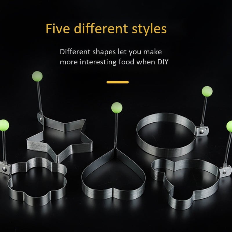 Kalupi za pečena jaja, kalup za palačinke s drškom za djecu, neprijanjajući kalup za tavu 5 kom.