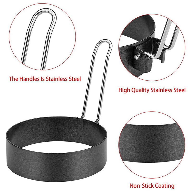Pachet de 6 inele de ouă, inele rotunde de gătit ouă din oțel inoxidabil Forme antiadezive pentru prăjirea ouălor