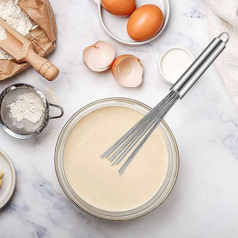 Set de 4 bucăți din oțel inoxidabil cu bile de sârmă pentru ouă, teluri de bucătărie pentru gătit, amestecare, bătut (10 inch și 12 inch)