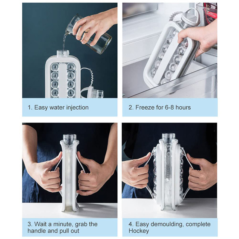 Barkácsolás jéggolyó készítő vízforraló kütyük Kreatív jégkockatálca eszközök 2 az 1-ben hordozható jégkocka tartály forma konyhai bár tartozékok