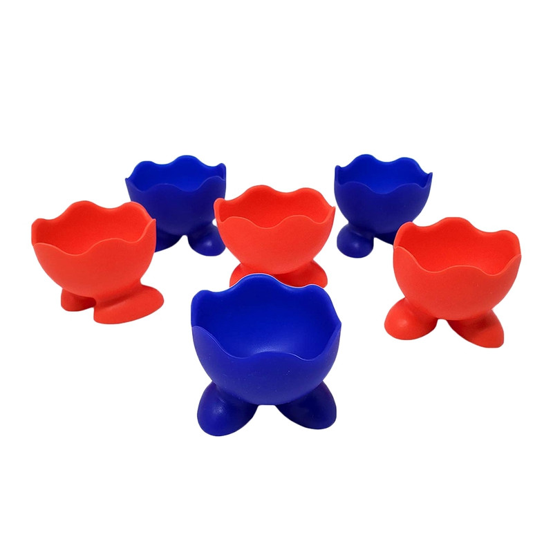 Suport pentru ouă din silicon 6 bucăți o singură ceașcă amuzantă de servire cu design drăguț și colorat pentru ouă fierte tari