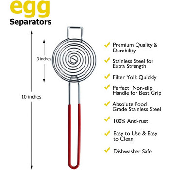 Διαχωριστής αυγών, Εργαλείο διαχωρισμού λευκού κρόκου από ανοξείδωτο ατσάλι, 2 τεμάχια