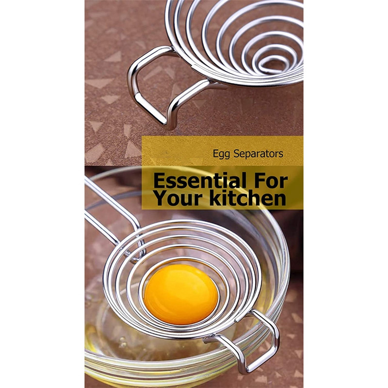 Separator de ouă, unealtă din oțel inoxidabil pentru separarea gălbenușului de ou, 2 bucăți
