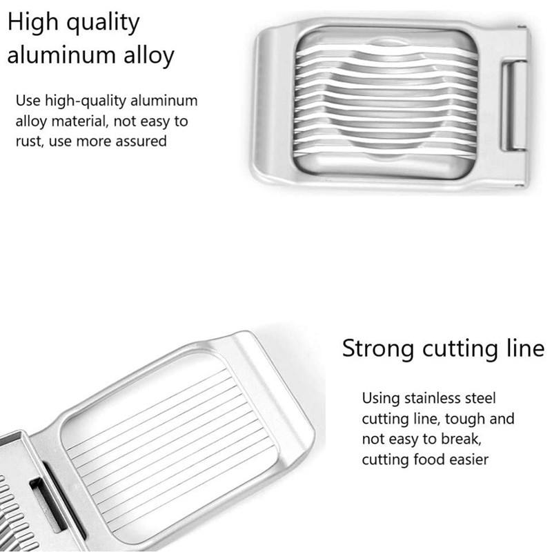 Rozsdamentes acél drót tojásszeletelő, tojásszeletelő kemény tojáshoz, alumínium tojásvágó, eper gyümölcs köretszeletelő