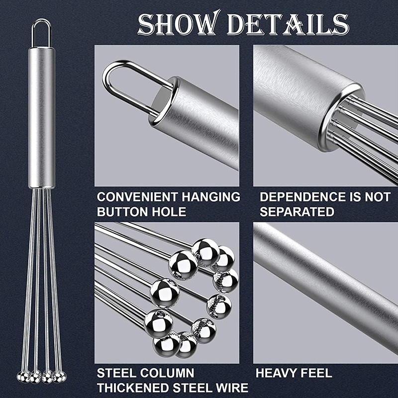 Kuglica od nehrđajućeg čelika od 2 komada žičane pjenjače za jaja pogodna za kuhanje u kuhinji, miješanje, mućenje, tučenje