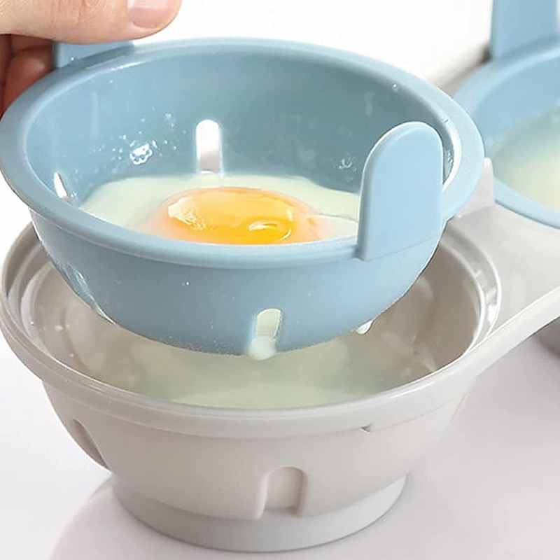 Microwave Egg Poacher, 2 Cavity Edible Silicone Drain Egg Boiler