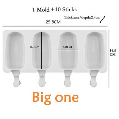 YongHao 8/4-es üreges szilikon fagylaltforma jégpofa kocka popsikló hordó forma desszert barkácsforma készítő eszköz popsirúddal