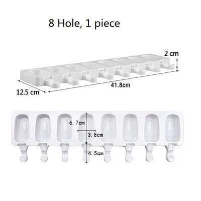 YongHao 8/4-es üreges szilikon fagylaltforma jégpofa kocka popsikló hordó forma desszert barkácsforma készítő eszköz popsirúddal