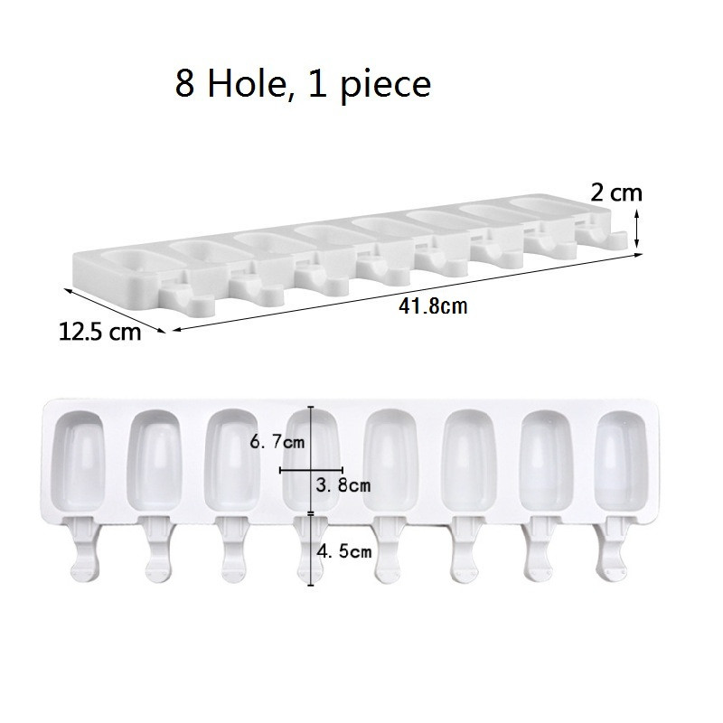 YongHao 8/4-es üreges szilikon fagylaltforma jégpofa kocka popsikló hordó forma desszert barkácsforma készítő eszköz popsirúddal