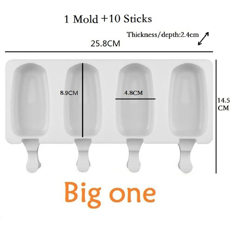 YongHao 8/4-es üreges szilikon fagylaltforma jégpofa kocka popsikló hordó forma desszert barkácsforma készítő eszköz popsirúddal