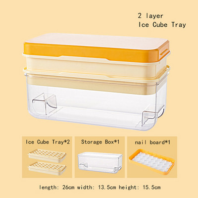 Tip de presă Producător de cuburi de gheață din silicon pentru fabricarea de tăvi de gheață cutie de depozitare creativă, tăvi cu capac, bar, set de recipiente cubice pătrate de bucătărie