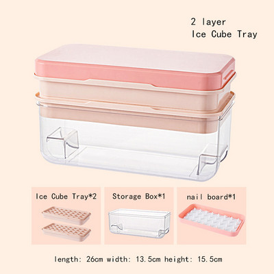 Tip de presă Producător de cuburi de gheață din silicon pentru fabricarea de tăvi de gheață cutie de depozitare creativă, tăvi cu capac, bar, set de recipiente cubice pătrate de bucătărie