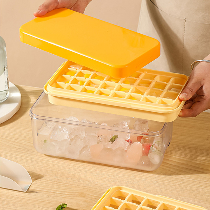 Tip de presă Producător de cuburi de gheață din silicon pentru fabricarea de tăvi de gheață cutie de depozitare creativă, tăvi cu capac, bar, set de recipiente cubice pătrate de bucătărie