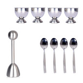 Set de acoperire superioară pentru biscuiți Quiche Suport pentru separator de ouă coapte tare Include 1 x deschizător de ouă, 4 x linguriță de ouă, 4 x Cupă de ouă Top Cutter St