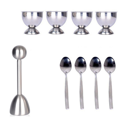 Set de acoperire superioară pentru biscuiți Quiche Suport pentru separator de ouă coapte tare Include 1 x deschizător de ouă, 4 x linguriță de ouă, 4 x Cupă de ouă Top Cutter St