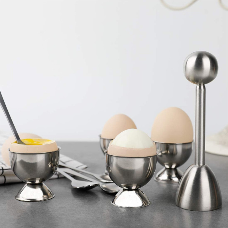 Set de acoperire superioară pentru biscuiți Quiche Suport pentru separator de ouă coapte tare Include 1 x deschizător de ouă, 4 x linguriță de ouă, 4 x Cupă de ouă Top Cutter St