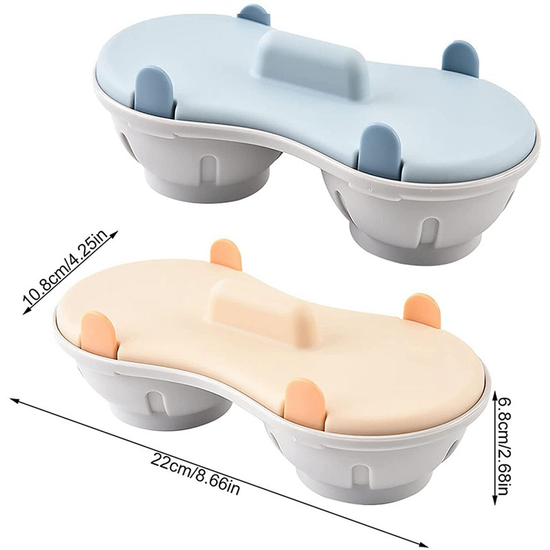 Poacher ouă cuptor cu microunde, strat dublu 2 cavități din silicon comestibil pentru scurgere set cazan pentru ouă, boiler cu două pahare pentru ouă 2 buc.