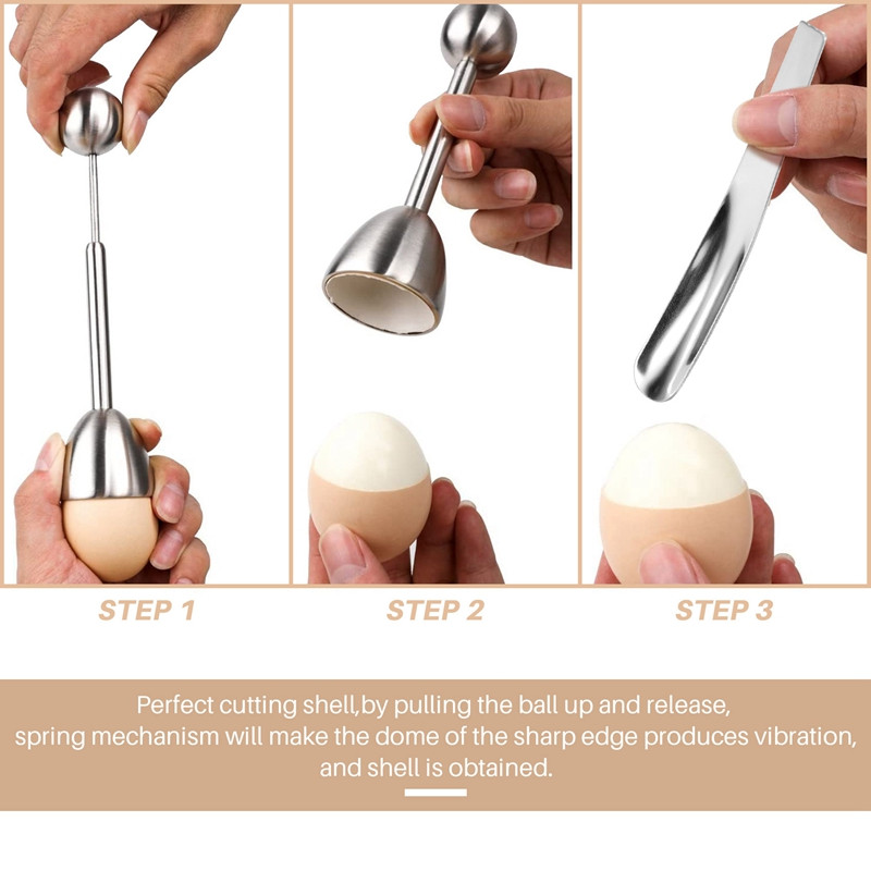 Nerūdijančio plieno virtų kiaušinių antgalis Kiaušinių lukštų traškučių atidarytuvas kiaušinių šaukšto laikiklis virtuvės prietaisai