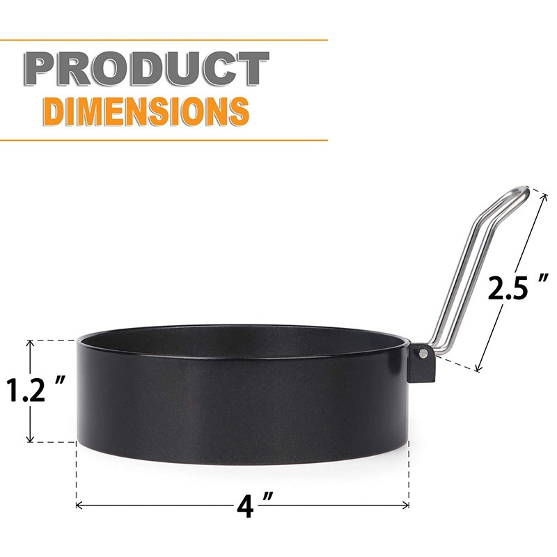 Pachet de 4 inele mari pentru ouă, matriță rotundă antiaderență de 3 inchi pentru aparat de clătite pentru ouă, matriță pentru mic dejun pentru uz casnic.