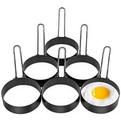 Pachet de 6 inele de ouă, inele rotunde de gătit ouă din oțel inoxidabil Forme antiadezive pentru prăjirea ouălor