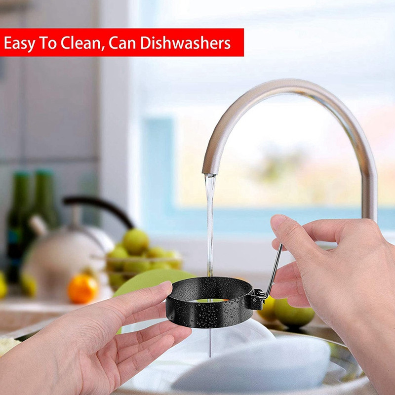 Pachet de 6 inele de ouă, inele rotunde de gătit ouă din oțel inoxidabil Forme antiadezive pentru prăjirea ouălor