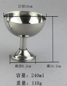 Rozsdamentes acél fagylaltos csésze fém desszertes csésze fagylaltos csésze magas borospohár gyümölcssalátás tál snack csésze Konyhai főzőeszközök