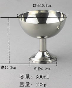 Rozsdamentes acél fagylaltos csésze fém desszertes csésze fagylaltos csésze magas borospohár gyümölcssalátás tál snack csésze Konyhai főzőeszközök