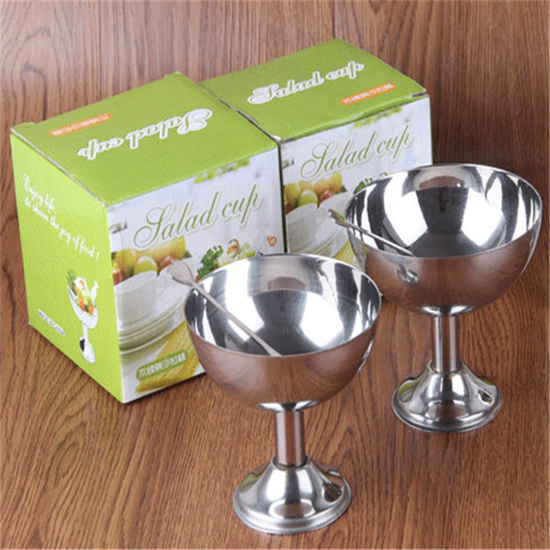 Rozsdamentes acél fagylaltos csésze fém desszertes csésze fagylaltos csésze magas borospohár gyümölcssalátás tál snack csésze Konyhai főzőeszközök