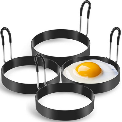 Hot SV-Eggs žiedai, 4 pakuotės nerūdijančio plieno kiaušinių kepimo žiedai, blynų forma kiaušiniams kepti ir omletas