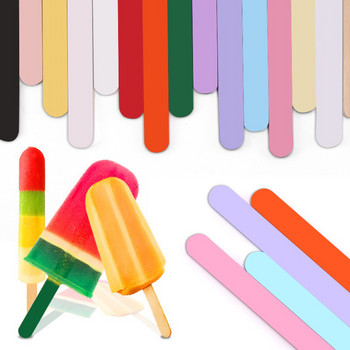 50 бр. Акрилни пръчици за сладолед Popsicle Sticks Инструмент за сладолед Прозрачни твърди пръчици за торта за бонбони Ice Creamsicle Crafts