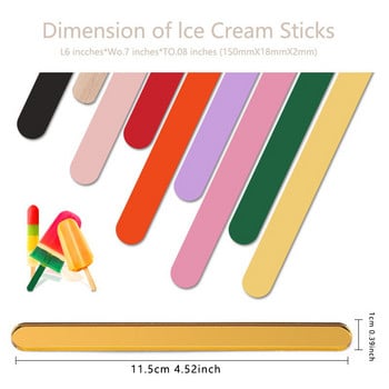 50 бр. Акрилни пръчици за сладолед Popsicle Sticks Инструмент за сладолед Прозрачни твърди пръчици за торта за бонбони Ice Creamsicle Crafts
