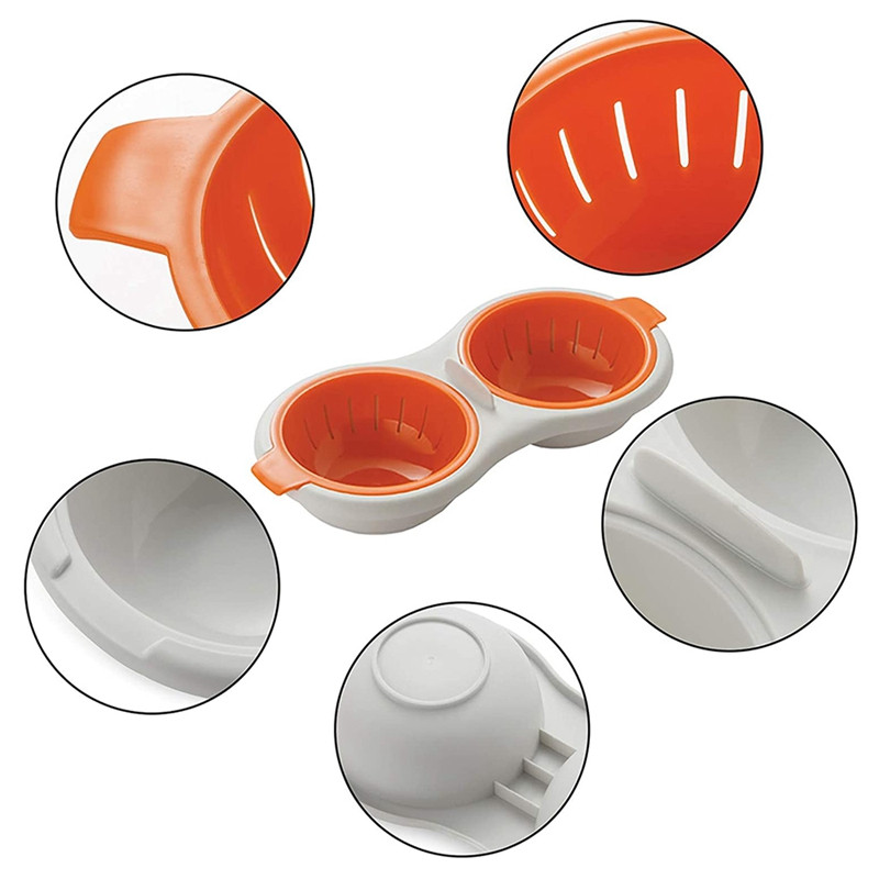 Hot SV-2 bucăți de braconaj pentru ouă cu microunde, 2 cavități, boiler pentru ouă cu două paturi de calitate alimentară, cuptor cu microunde, vase de gătit pentru mic dejun, bucătărie